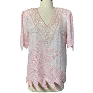 Scala  silk VINTAGE sequin blouse